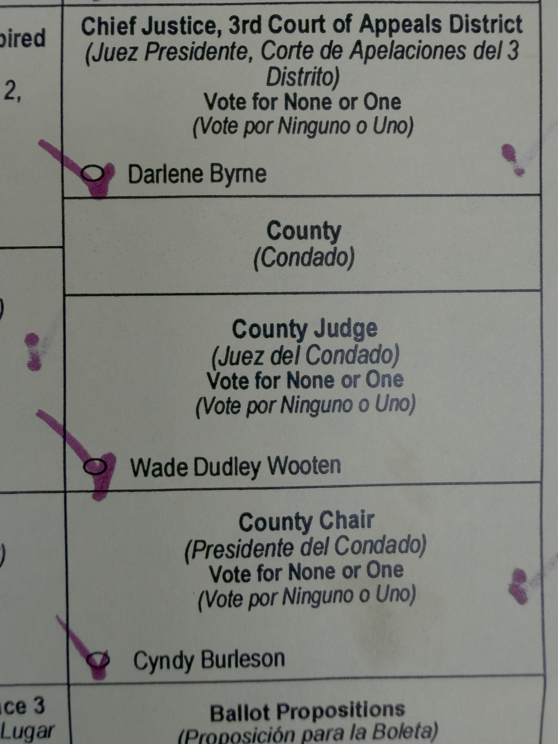 Wade Wooten voting for himself